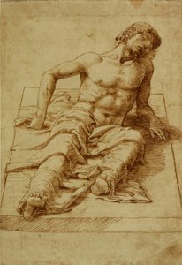 Hombre tendido sobre una losa de piedra de Andrea Mantegna
